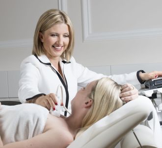 Modern ultrasound examination in the doctor’s office.